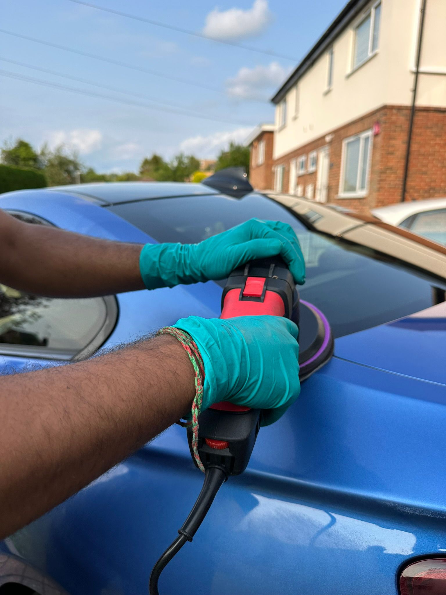 polishing car close up of AJ Detailing Watford Hertsfordshire