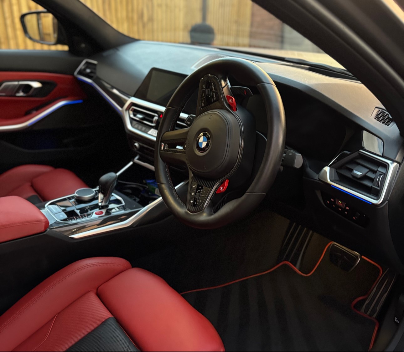 interior bmw red and black leather by AJ Detailing Watford